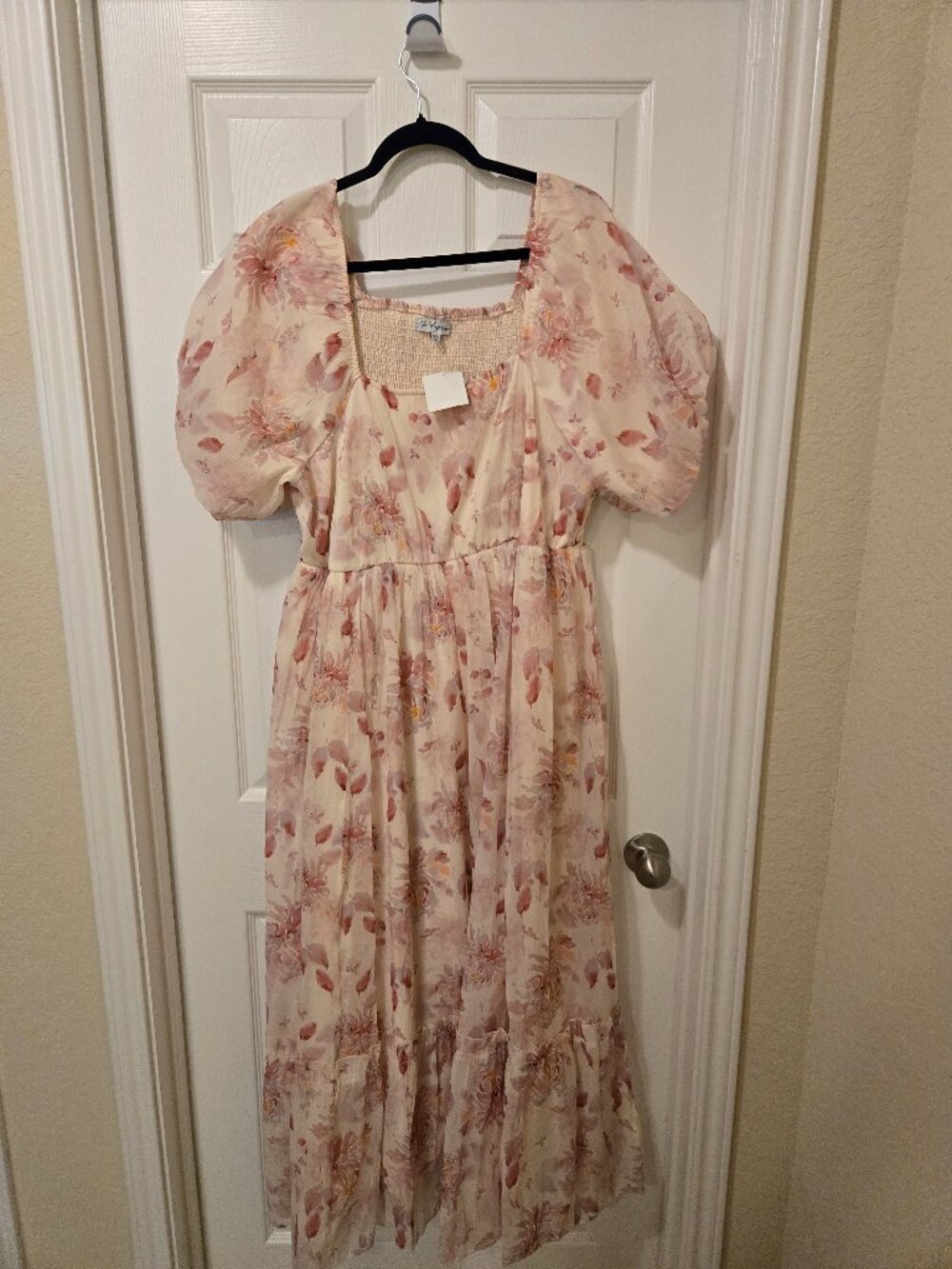 Polagram cream maxi dress with rose floral new